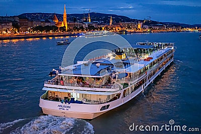 Cruise on Danube River by night Editorial Stock Photo