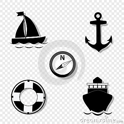 Cruise icons collection for graphic design. Vector Illustration