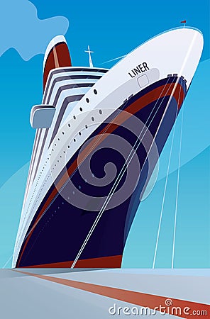 Cruise liner at the pier Vector Illustration