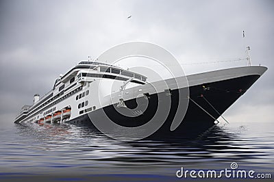 Cruise liner sinking in sea Stock Photo