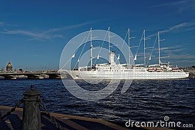 Cruise liner Wind Surf departs from St. Petersburg, Russia Editorial Stock Photo