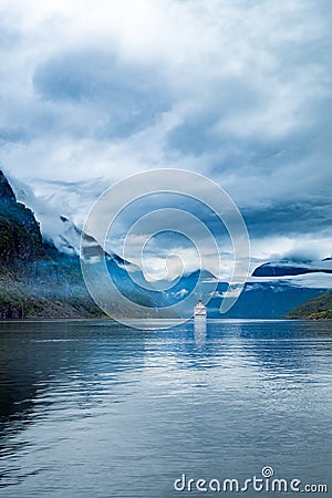 Cruise Liners On Hardanger fjorden Stock Photo