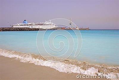 Cruise port beach, Fuerteventura, Canary islands Editorial Stock Photo