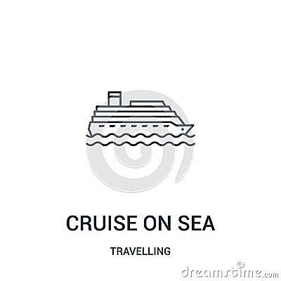 cruise on sea icon vector from travelling collection. Thin line cruise on sea outline icon vector illustration. Linear symbol Vector Illustration