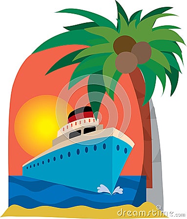 Cruise ship Vector Illustration