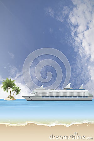 Cruise ship anchored offshore Stock Photo