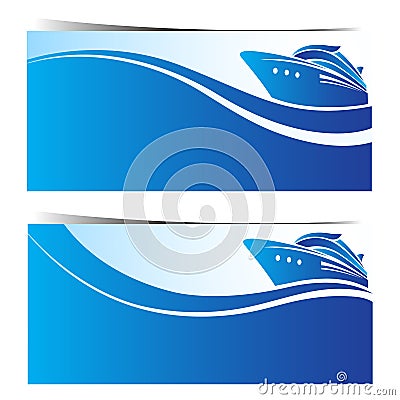 Cruise ship banners Vector Illustration