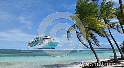 Cruise ship in the Caribbean Stock Photo