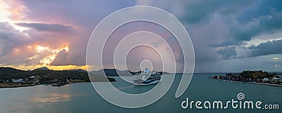 Cruise ship Caribbean vacation. Saint Croix Frederiksted US Virgin Islands panoramic shoreline Stock Photo