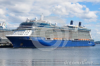 Cruise ship Celebrity Solstice begins its journey from Seattle to Alaska Editorial Stock Photo