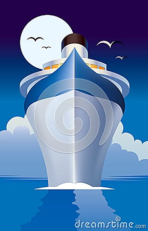 Cruise Ship - Cruise Liner Vector Illustration