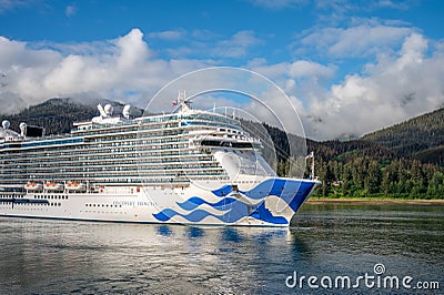 Cruise ship Discovery Princess arriving at Juneau Editorial Stock Photo