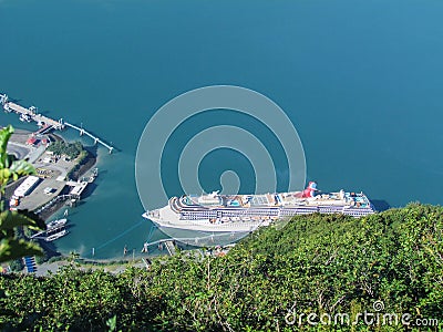 Cruise ship docked in Alaska Stock Photo