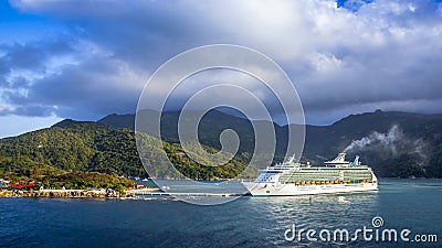 Cruise ship docked in the Caribbean Editorial Stock Photo