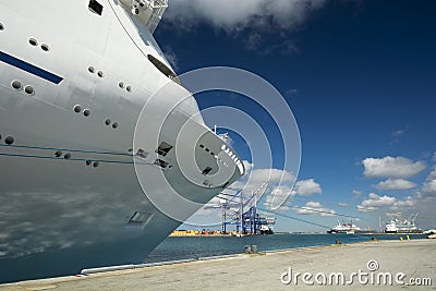 Cruise ship docked in Freeport, Bahamas Stock Photo