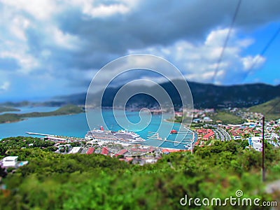 Cruise ship docked in Saint Thomas Stock Photo