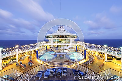 Cruise ship at dusk Stock Photo