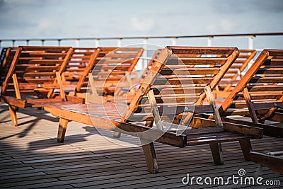 Cruise Ship Empty Deck Stock Photo