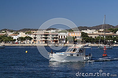 Cruise Ship from Es Forti, Cala dÂ´Or, Cala Gran, Cala Esmeralda, Cala Ferrera to Porto Colom, Majorca Stock Photo