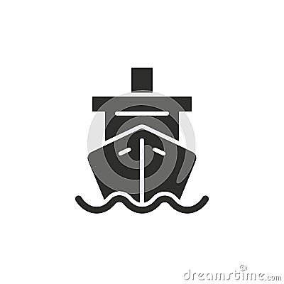 Cruise ship front black icon. Clipart image Vector Illustration