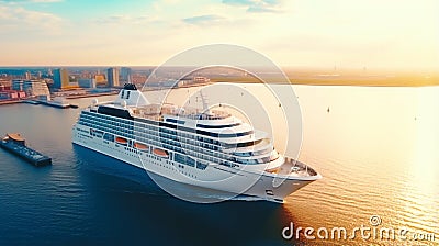 Cruise ship at harbor. generated by AI tool. Stock Photo
