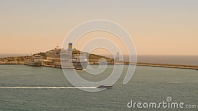 Cruise Ship in the Harbour in Ibiza Spain Stock Photo