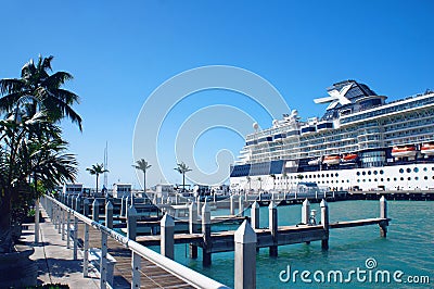 Cruise Ship at Key West pier, Florida Keys Editorial Stock Photo