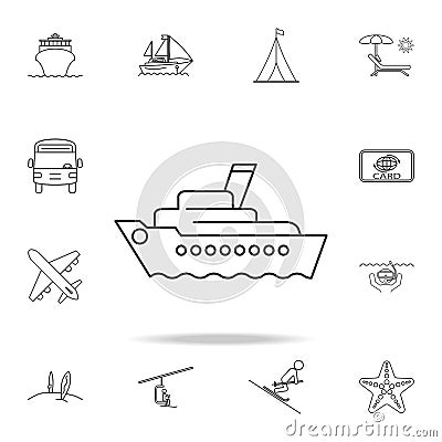 cruise ship liner line icon. Set of Tourism and Leisure icons. Signs, outline furniture collection, simple thin line icons for web Stock Photo