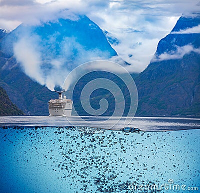 Cruise Liners On Hardanger fjorden Stock Photo