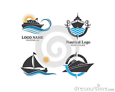 cruise ship Logo Template vector icon illustration design Vector Illustration