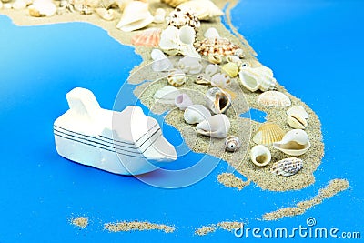 Cruise ship model is located off the coast of Florida Stock Photo