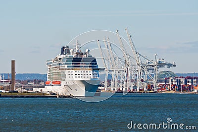 Cruise Ship moored at Port-Bayonne, NJ, USA Editorial Stock Photo