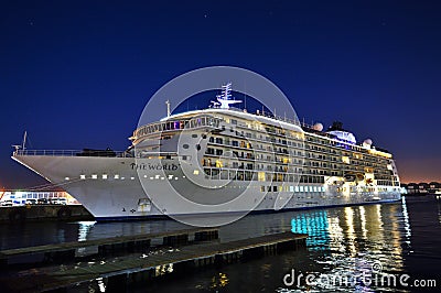Cruise ship at night time Editorial Stock Photo