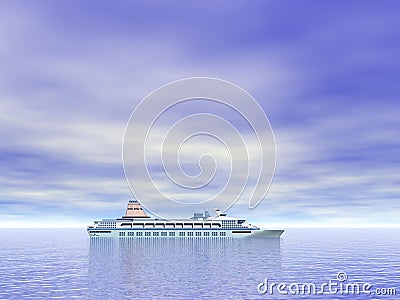 Cruise ship on the ocean - 3D render Stock Photo