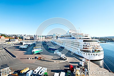 Cruise ship in Oslo port Stock Photo