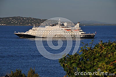 Cruise ship outside the port of Porto Ercole Stock Photo