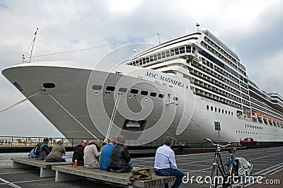 Cruise ship at the Passenger Terminal Amsterdam Editorial Stock Photo