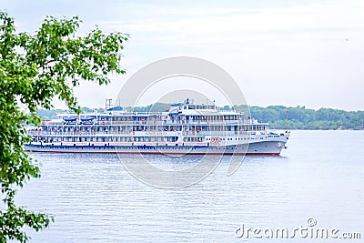 Cruise ship Pavel Bazhov on the Volga. Stock Photo