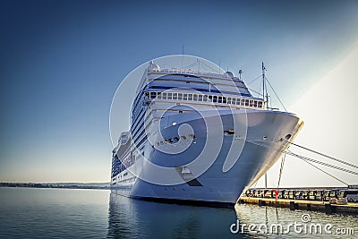 Cruise ship in the port Stock Photo