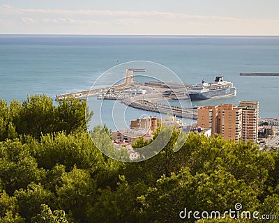 Cruise Ship in the Port of Malaga, Spain Stock Photo