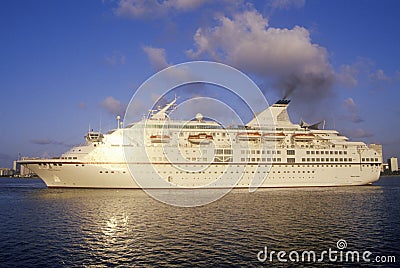 The cruise ship Royal Majesty, in the harbor of Miami, Florida Editorial Stock Photo