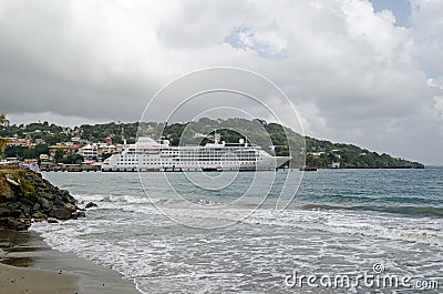 Cruise Ship at Scarborough, Tobago Editorial Stock Photo