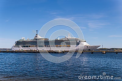 Cruise ship Serenade of the Seas of the Royal Caribbean International Fleet docked in Vanasadam Tallinn Harbour in Estonia. Editorial Stock Photo
