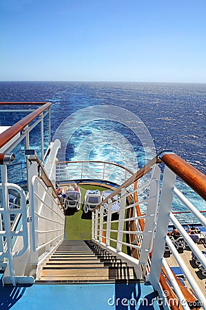 Cruise Ship Stern With Wake Stock Photo