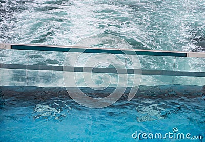 Cruise ship swimming pool showing tilt of boat Stock Photo