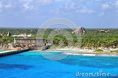 Cruise ship terminal in Mahahual village, Costa Maya, Mexico Stock Photo