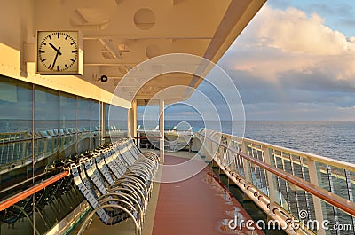 cruise ship view on ocean empty sunset sunrise Stock Photo