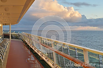 cruise ship view on ocean empty sunset sunrise Stock Photo