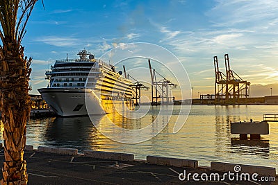 Cruise ship 'Viking Venus' in port in Malaga, Spain Editorial Stock Photo