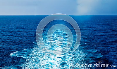 Cruise Ship Wake From The Rear Of The Ship Stock Photo